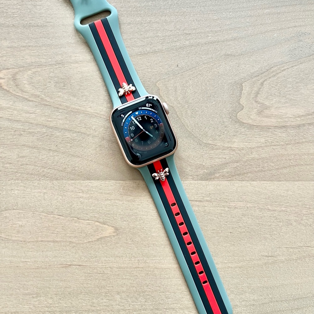 *NWOT* Honey Bee Apple Watch Band in Pine Green/Black/Red - Picture 7 of 7